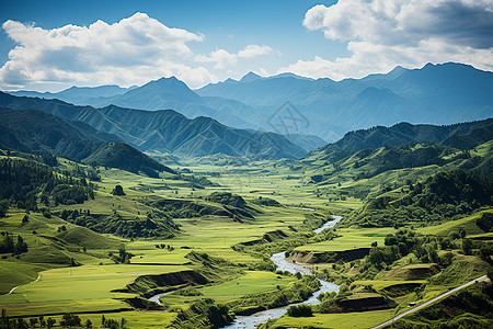 美丽的草原山谷图片