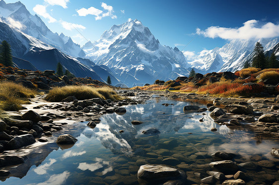 美丽的雪山湖泊图片