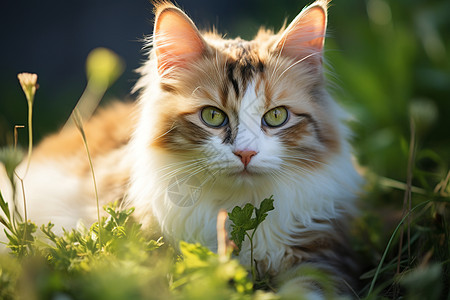猫咪在草地上图片