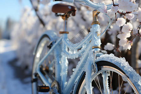 自行车上的雪图片