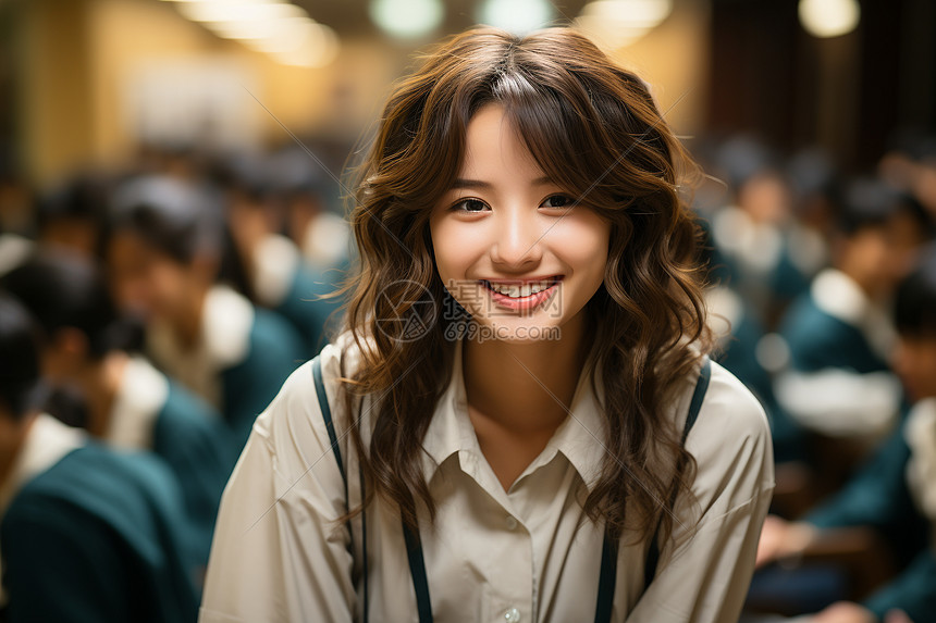 快乐学习的女孩图片