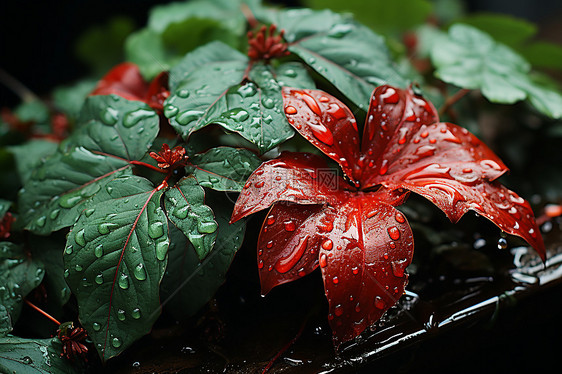 雨中植物图片