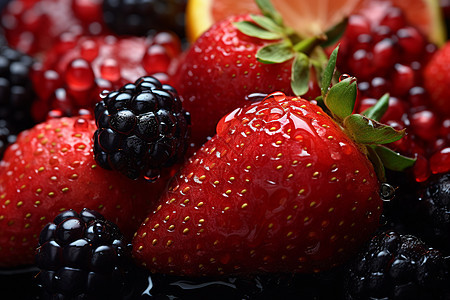 草莓和桑葚背景图片