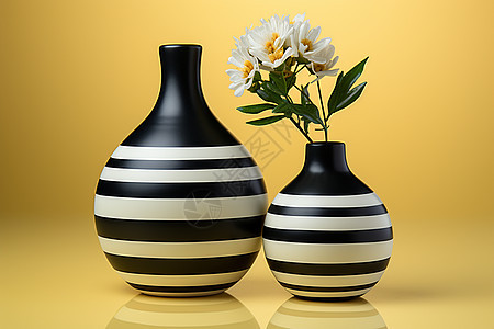 黑白花瓶图片