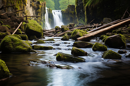 瀑布中的自然景观图片
