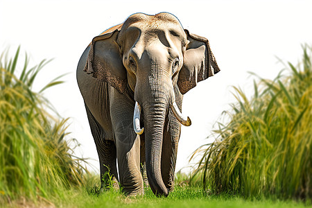巨象在草地上站立背景