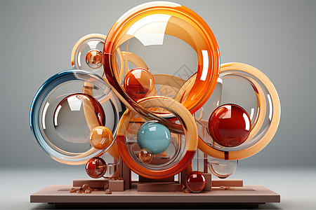彩色玻璃球的立体雕塑图片