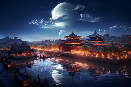 故宫绚丽夜景背景图片