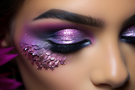 紫色花瓣眼妆图片