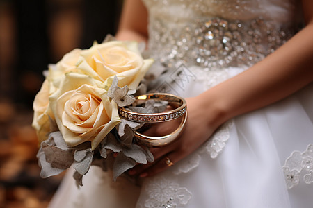新娘手持花束背景图片