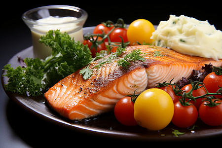营养丰富的三文鱼套餐背景图片