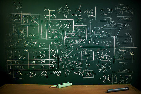 分数数学黑板上的复杂计算背景