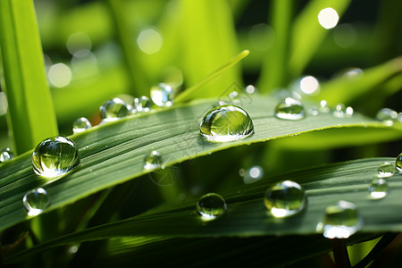 叶子水滴绿叶上的水滴背景