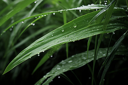 清新雨中绿意盎然背景图片