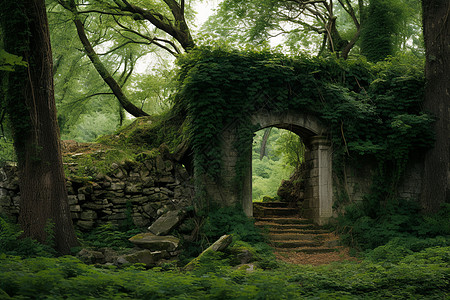 石门前的绿林秘径图片