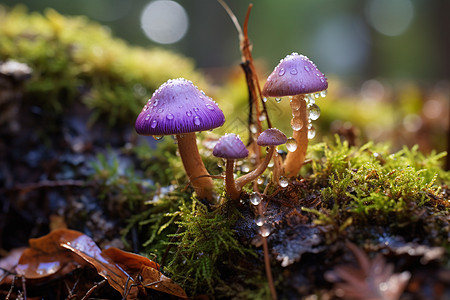 魔幻森林森林中的魔幻蘑菇背景