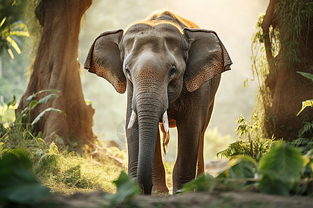 荒野中庞大的大象图片