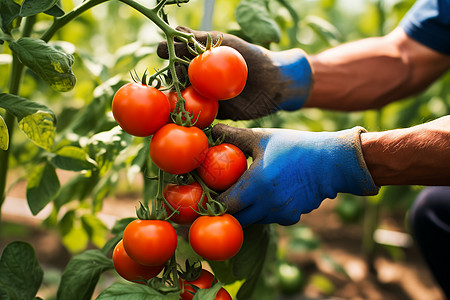 采摘番茄的农民图片