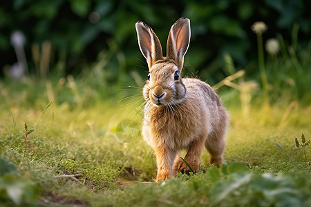 田园中的野兔背景图片