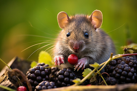 浆果堆上的老鼠图片