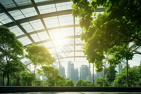 玻璃顶的生态房背景图片