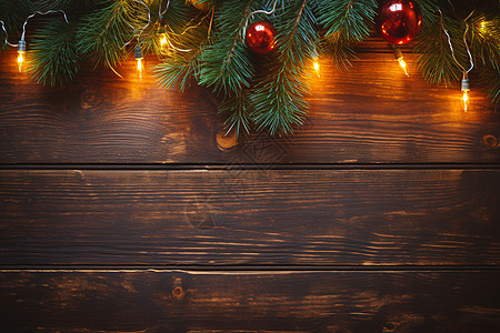 木板上的圣诞节装饰灯图片