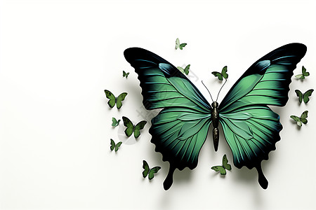 创意唯美的绿色蝴蝶背景图片