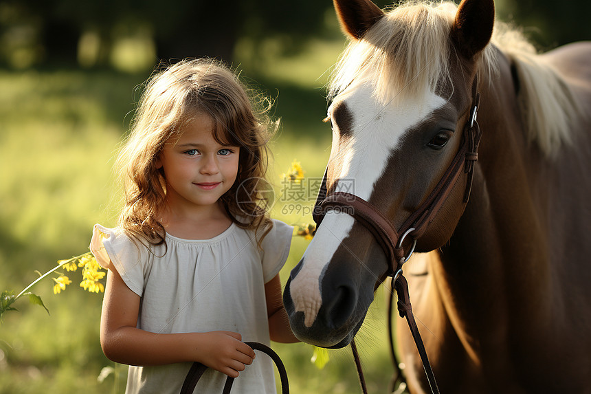 牧马的小女孩图片