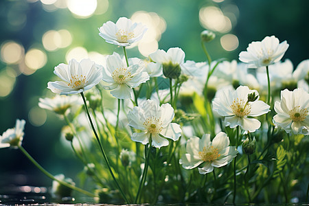 清晨的白色花束图片