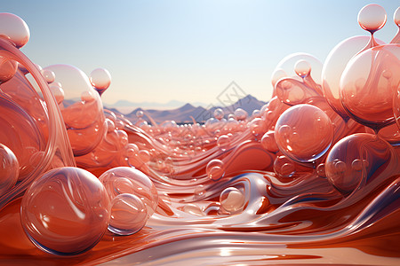 超现实的塑料气泡场景图片