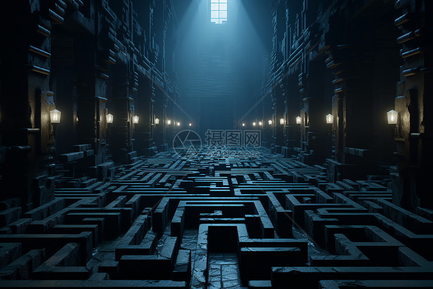 地下建筑抽象迷宫概念图图片