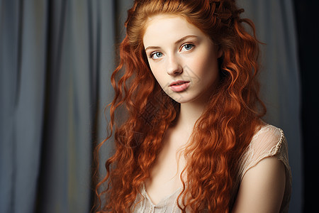 红发女子图片