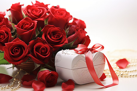 红玫瑰与情人节礼盒图片