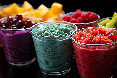 缤纷美味的水果冰沙背景图片