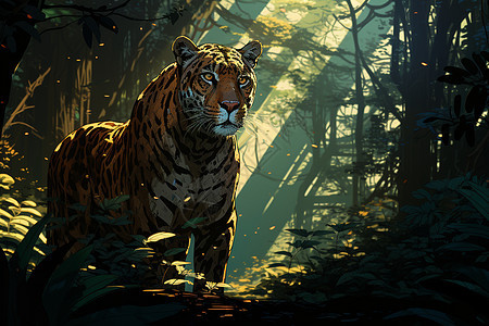 丛林中的像素动物背景图片
