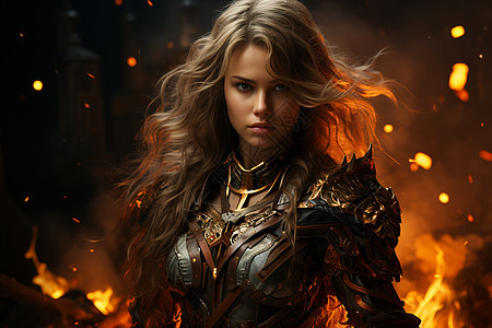 佩戴盔甲的女战士背景图片