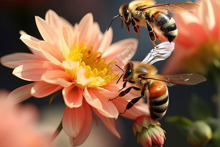 飞舞的两只蜜蜂图片