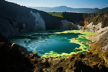 火山口和湖泊图片