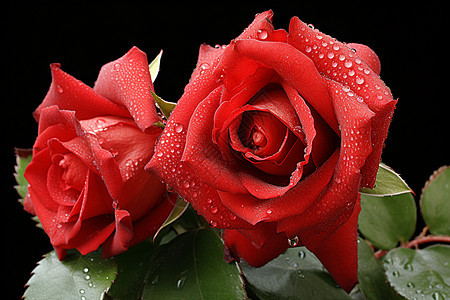玫瑰的花束与水滴背景图片
