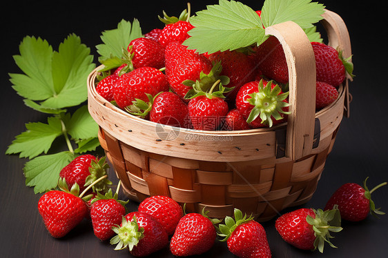 一篮新鲜草莓图片
