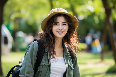 少女在公园游玩图片