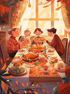 温馨的家庭聚餐背景图片
