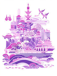 紫色的建筑城市图片