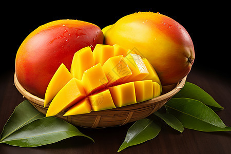 桌面上健康美味的芒果图片
