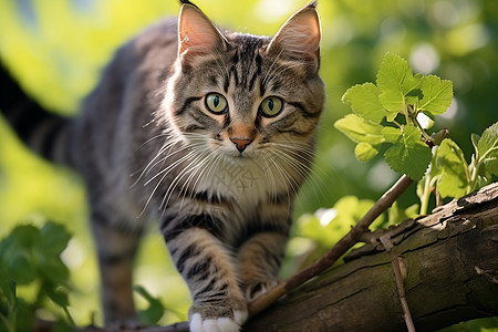 在树枝上可爱的猫咪图片