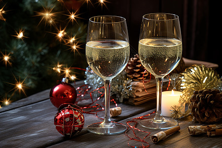 庆祝圣诞的香槟背景图片