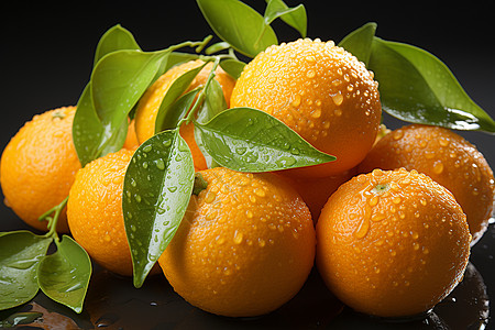 新鲜采摘的柑橘背景图片