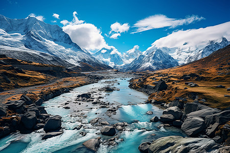 壮观的雪山景观图片