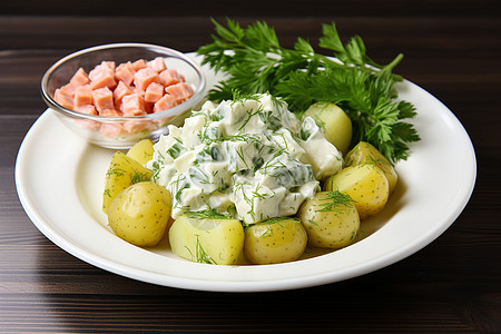 健康饮食的土豆沙拉背景图片