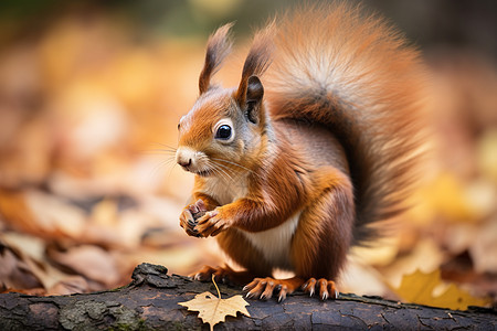 秋季树林中的松鼠图片